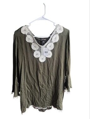 Cal Style Green Lace Tunic Size Medium NWT